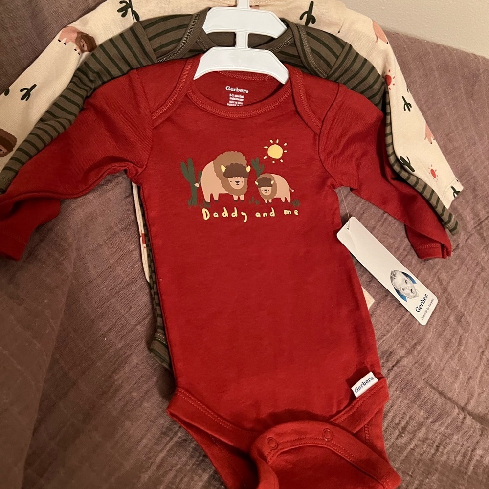 NWT Gerber Kids "Daddy and Me" Red Buffalo Long-Sleeve 3 Pieces